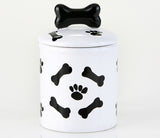 Black and White Dog & Cat Bowls & Dog Treat Jars
