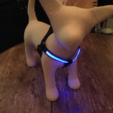 Lumi LED illuminated dog harness front view lighted Blue