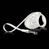 Flexi Wings retractable leash white pearlized case and lead