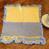 Teacups&Tous T&T202 color Blocked Pale Yellow/ Baby Blue  15"x15"      Yellow detail open blanket